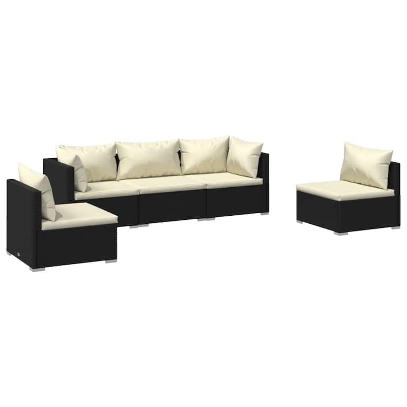 vidaXL Patio Lounge Set Outdoor Sectional Sofa Set Table Garden Poly Rattan - 27.6" x 27.6" x 23.8"