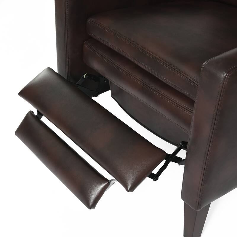 Vaughn Burnished Brown Faux Leather Push Back Recliner