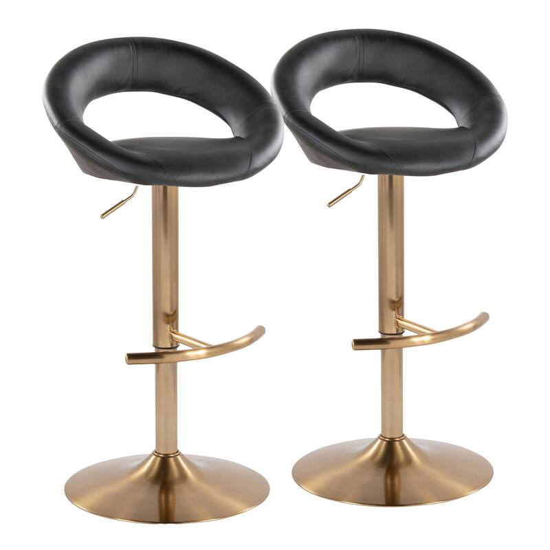 Silver Orchid Poppy Adjustable Bar Stool with Rounded T Footrest (Set of 2)