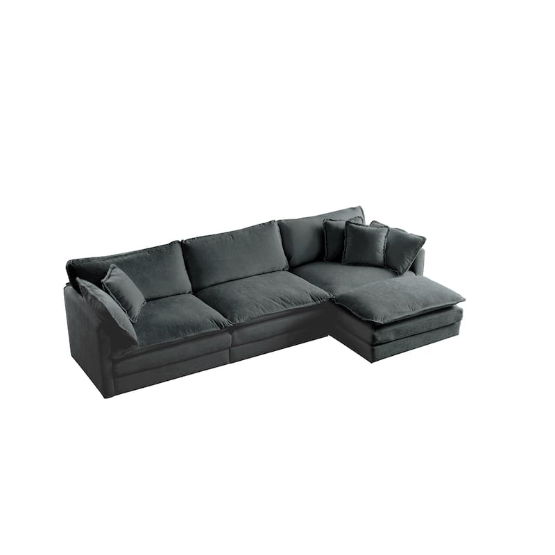 Free Combination Modular L-Shaped Sectional Sofa with Reversible Ottoman