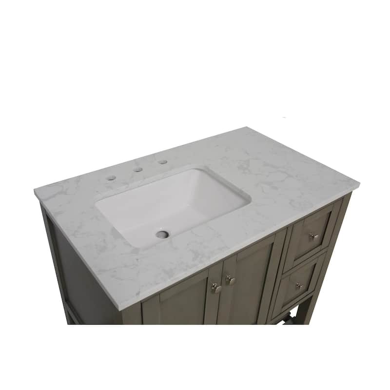 KitchenBathCollection Lakeshore 36" Bathroom Vanity with Engineered Carrara Top