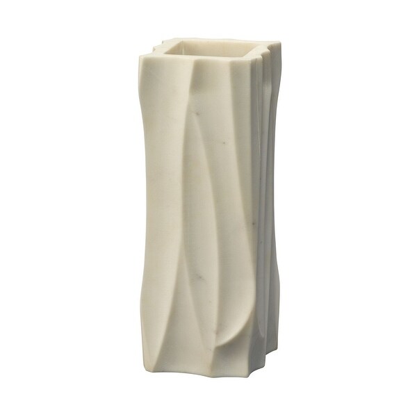 12" White Icicle Medium Marble Vessel Table Top Decoration - N/A