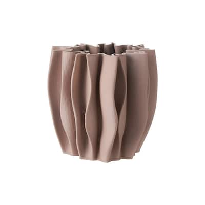 Ceramic Ribbed Column Vase - 9" - Red