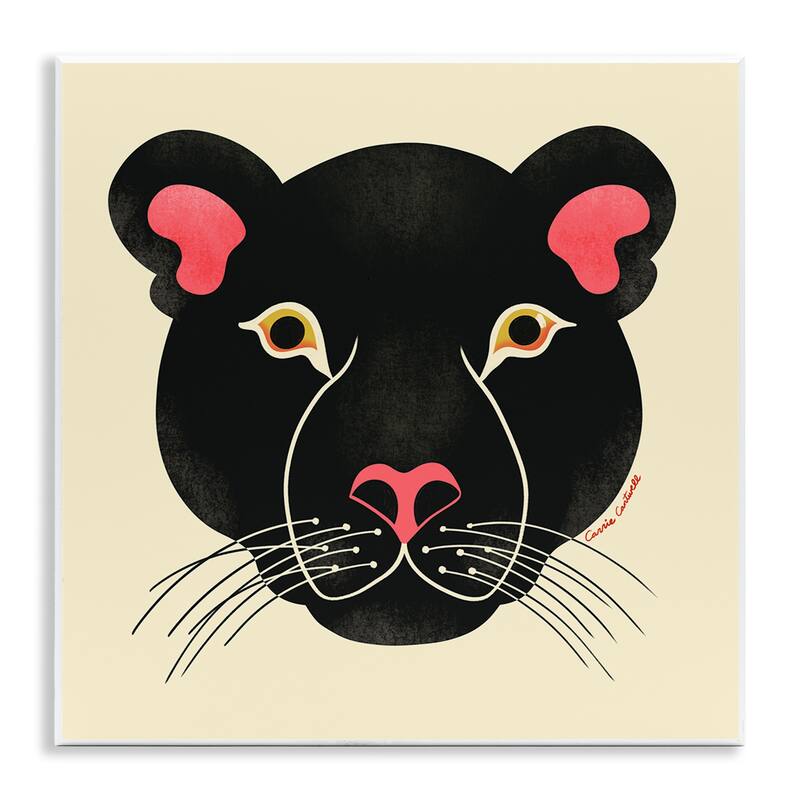 Stupell Minimal Wild Panther Face Wall Plaque Art Design By Carrie Cantwell - 12 x 12