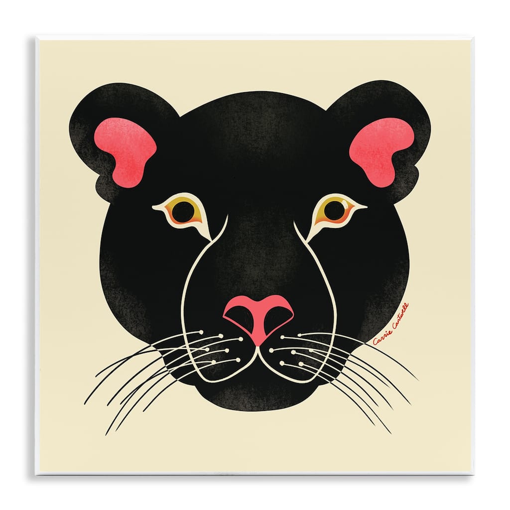Stupell Minimal Wild Panther Face Wall Plaque Art Design By Carrie Cantwell