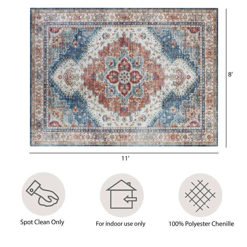 Creative Home Ideas Washable Skid-Resistant Chenille Rug