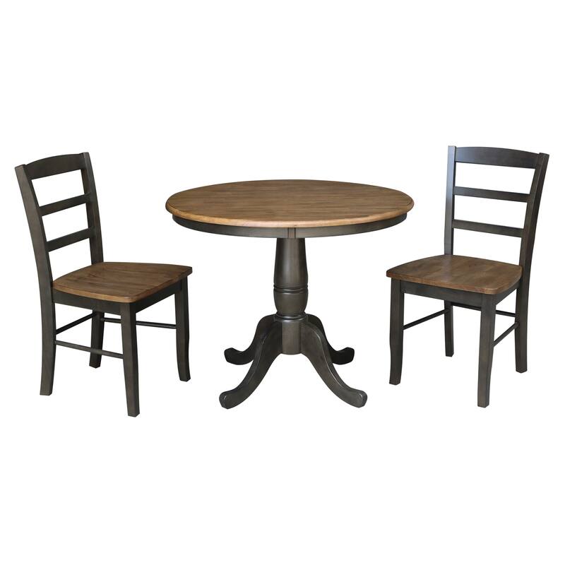 36" Round Pedestal Dining Table with Madrid Ladderback Chairs