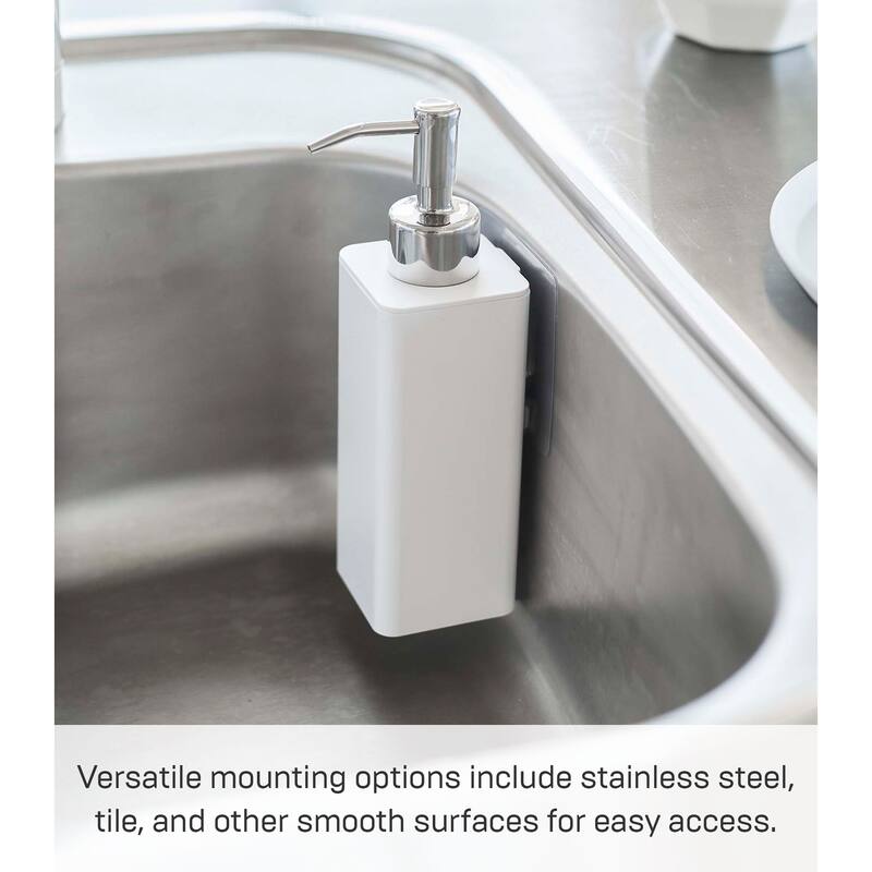 Yamazaki Home Traceless Adhesive Soap Dispenser, ABS Plastic, Holds 1.1 lbs - L 2.95 x W 2.17 x H 7.68 inches