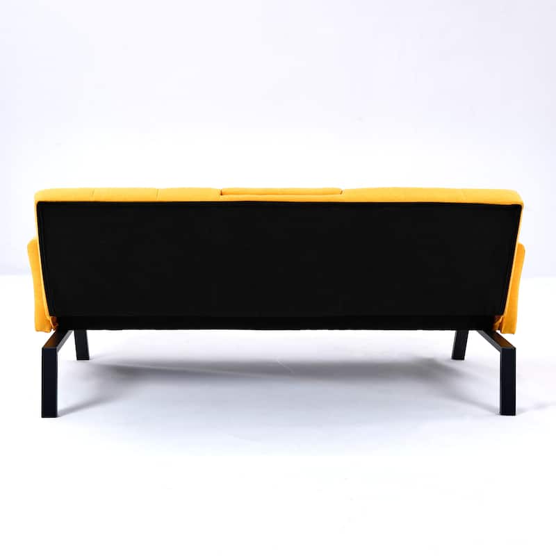 70-inch multi-functional cotton and linen sofa bed: foldable + cup holder + side storage
