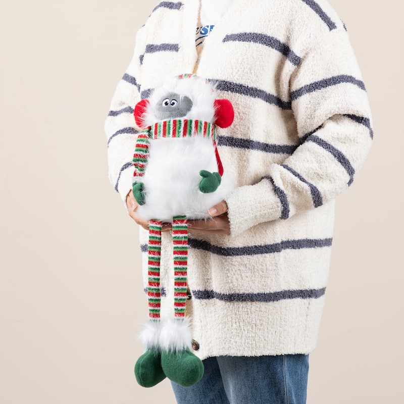 Glitzhome Fabric Christmas Yeti Snowman Highland Cow Shelf Sitters or Standing Figurines Decor