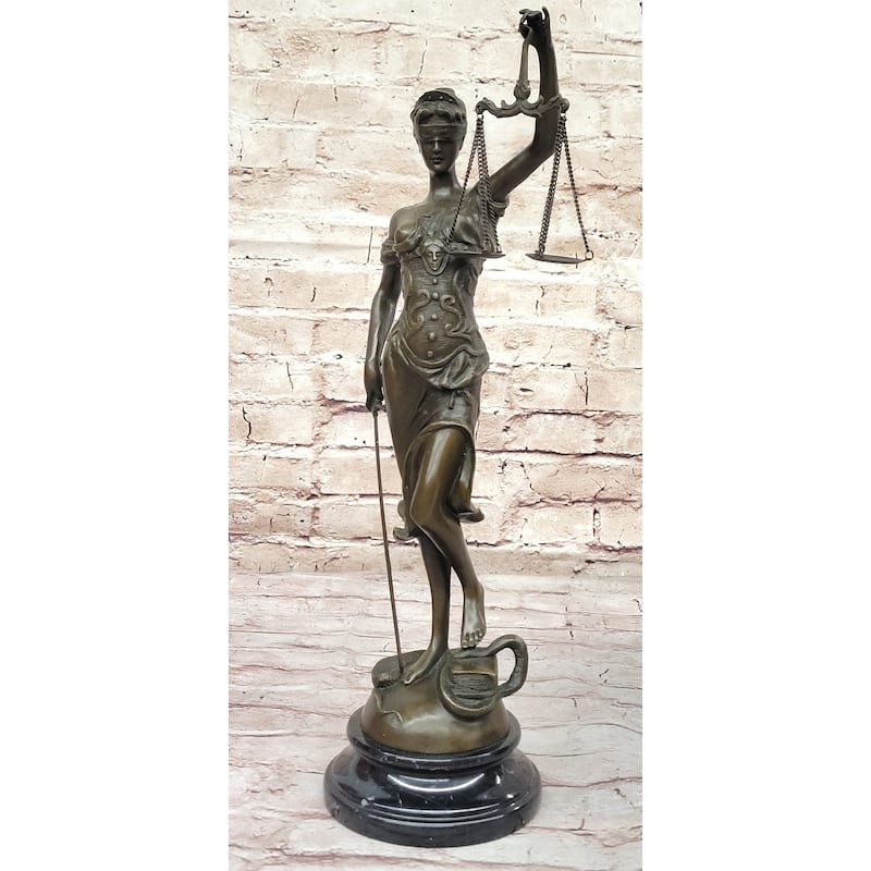 Bronze Blind Lady Of Justice Scales Law Lawyer Attorney Office Statue Sculpture