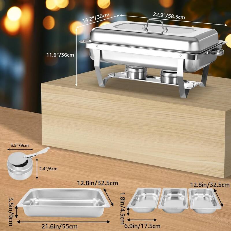 8QT Chafing Dish Buffet Set with 1/3 Size Food Pan for Wedding