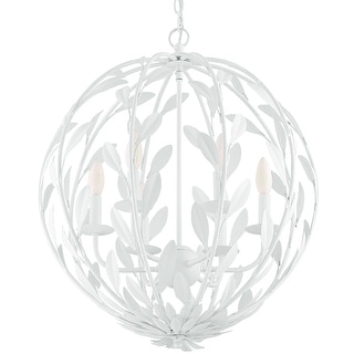 Broche 6 Light Matte White Chandelier - 21'' W x 24.5'' H