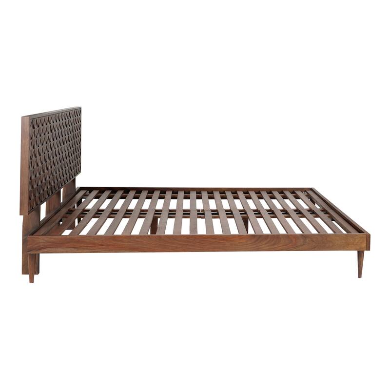 King Size Bed Frame - Baroque Style Bed Brown Wood Platform Bed