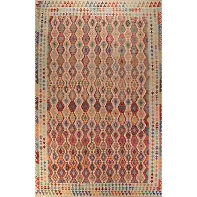 Oriental Kilim Large Rug Hand-Woven Wool Carpet - 10'1"x 16'0"