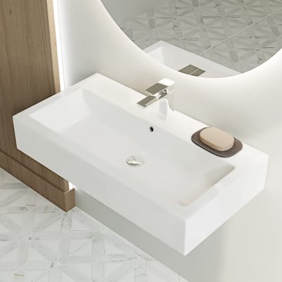 Voltaire Wide Rectangle Wall Hung Sink