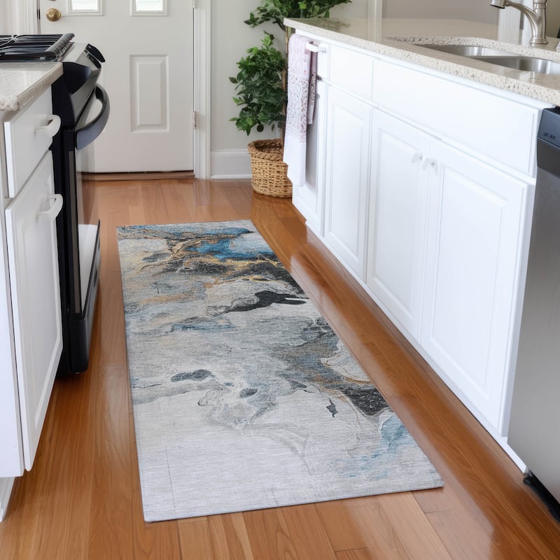 Premium Washable Super Soft Modern Glam Mayfield Rug - Gray - 2'3" x 7'6"
