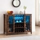 preview thumbnail 17 of 18, Wine Bar Cabinet with LED Light - 15.7"D x 47.2"W x 34.61"H