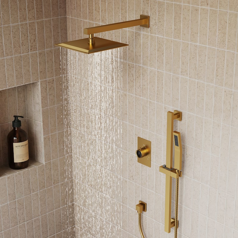 Slide Bar High-Pressure Balancing Shower System 10" Rainfall Shower Head with Handheld Shower