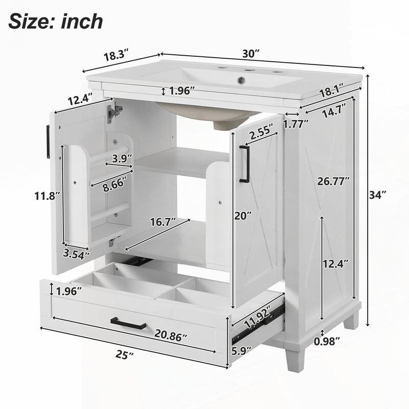 Solid Wood Frame Bathroom Vanity with Single Sink