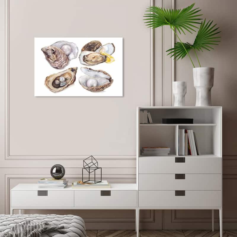Wynwood Studio Prints Food and Cuisine Oysters Collection White and Glam Wall Art Canvas Print - 16 x 24