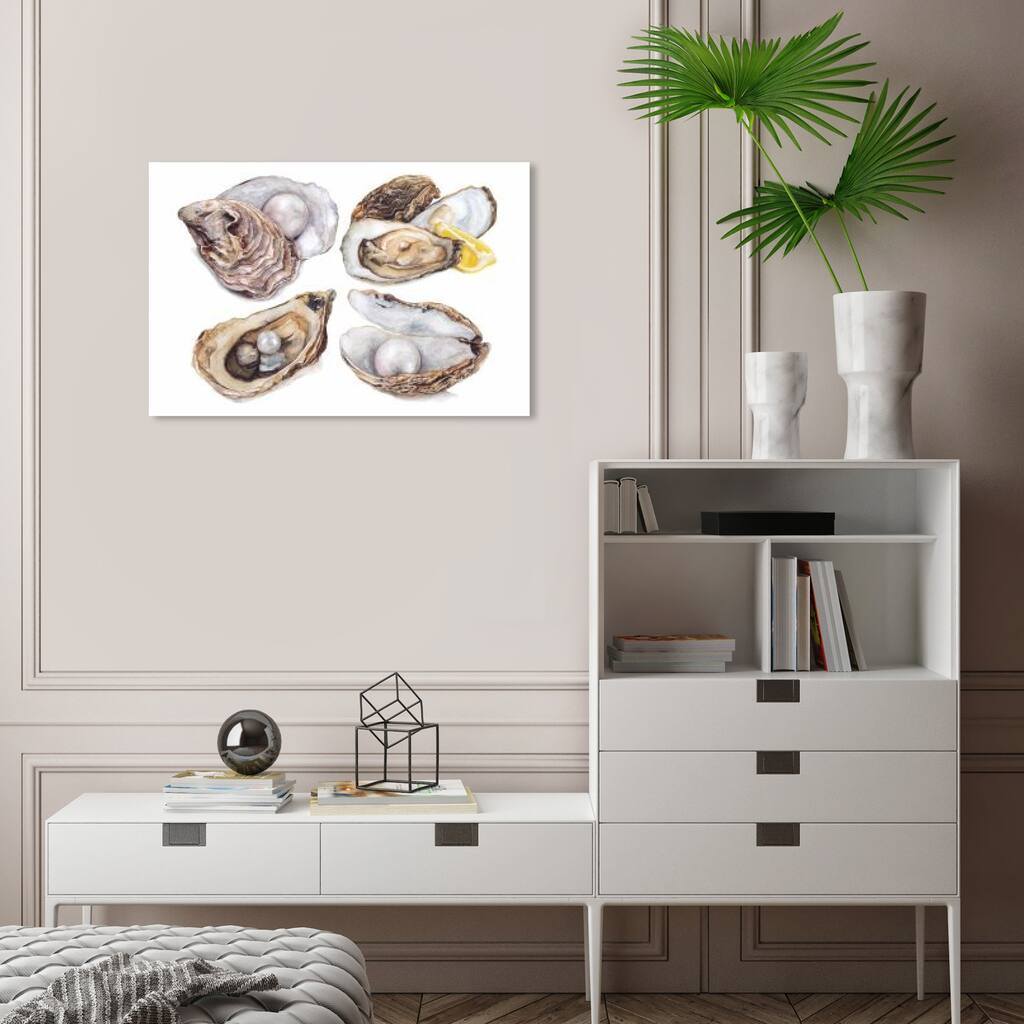 Wynwood Studio Prints Food and Cuisine Oysters Collection White and Glam Wall Art Canvas Print