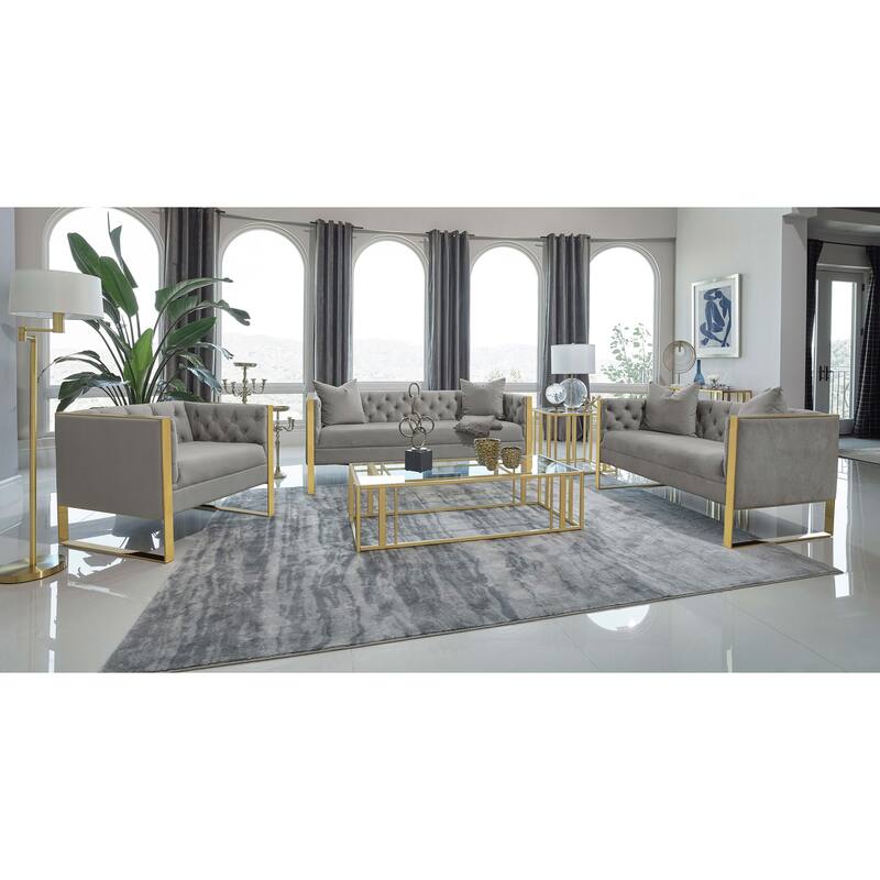 Eastbrook Velvet Upholstered Tufted Loveseat Grey