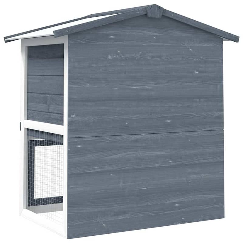 vidaXL Outdoor Rabbit Hutch 3 Doors Gray Wood - 37" x 23.6" x 38.6"
