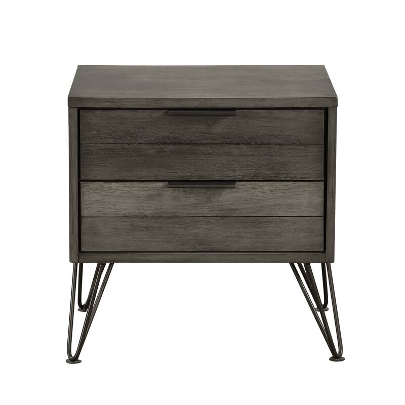 Contemporary Bedroom 3-Piece Set Panel Bed Chest Nightstand Gray Finish