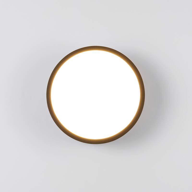 7.87 in. Modern Matte Black Round LED 3000K Warm Light Wall Sconce - 7.87 in. W x 3.35 in. H