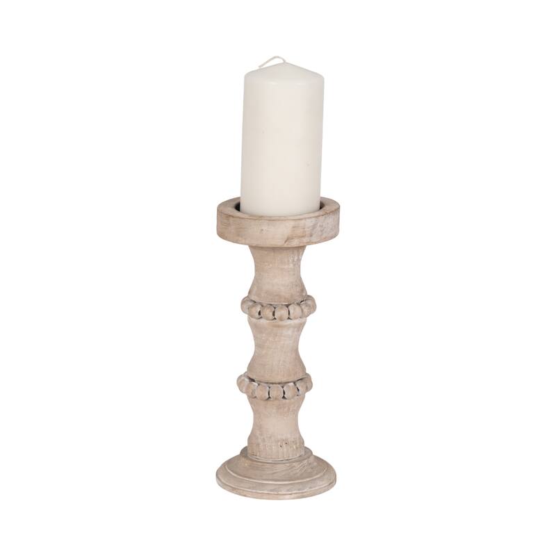 Sagebrook Home Artisanal Wood Pillar Candle Holders