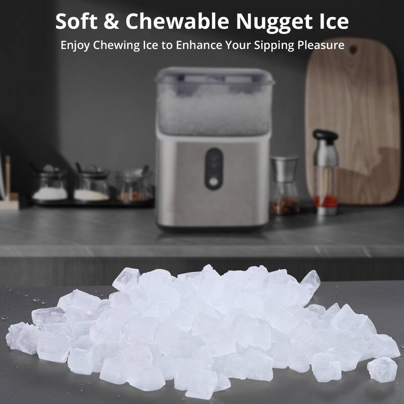 Chewable Nugget Ice Maker Countertop, 35Lbs/24H with Ice Scoop
