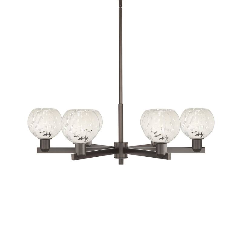 Innovations Lighting 716-6CR-10-36 White Mouchette Chandelier White - Oil Rubbed Bronze / White Mouchette