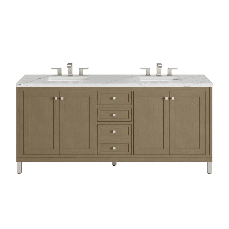 Chicago 72" Double Vanity, Walnut Whisper