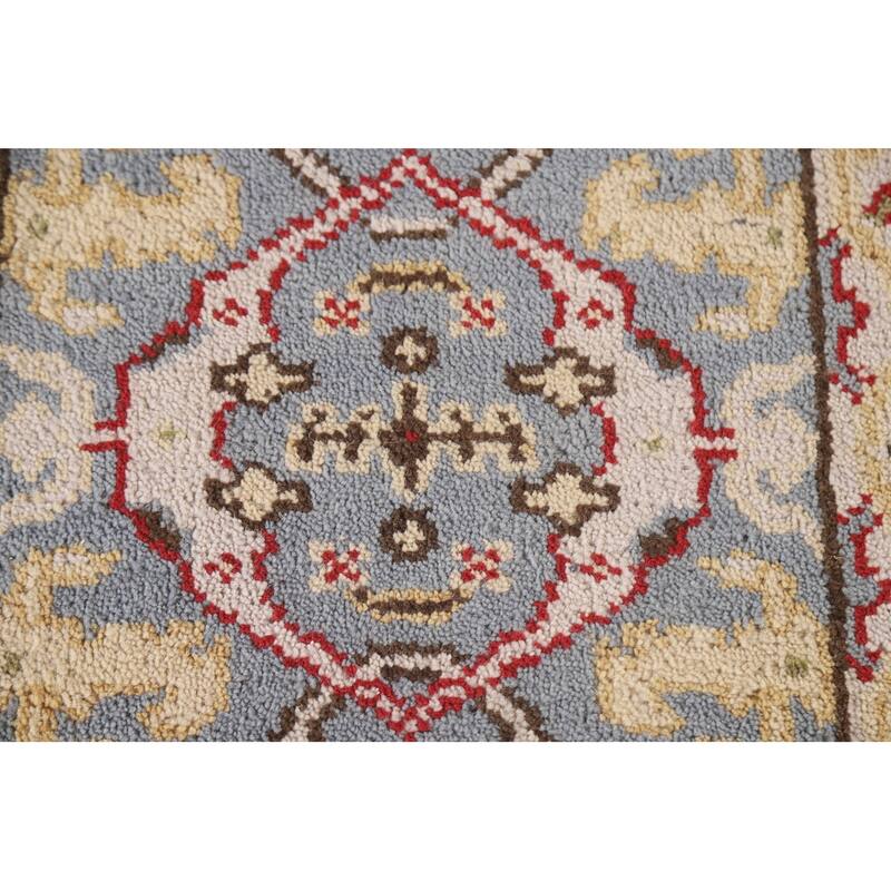 Geometric Grey Oushak Area Rug Handmade Wool Carpet - 2'0"x 3'0"