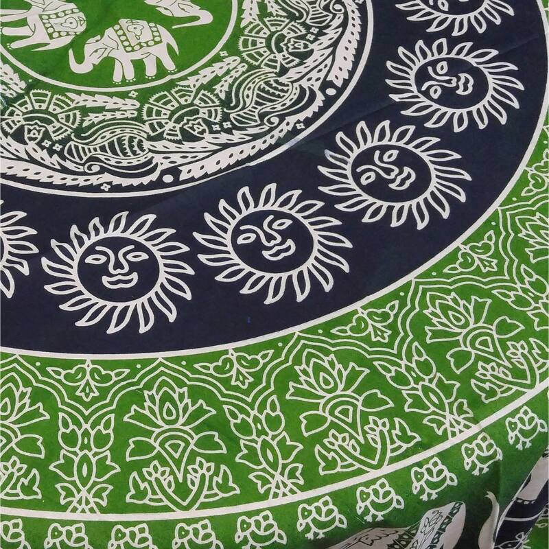 Cotton Flamboyant Elephant Floral Round Tablecloth Collection