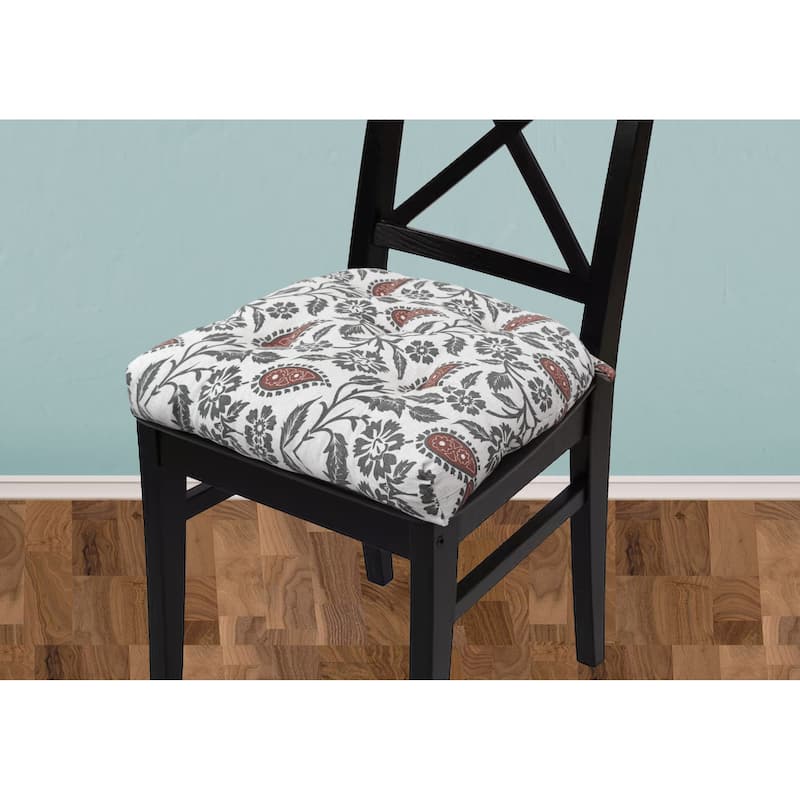 Handmade Floral Cotton Dinning Chair Seat Cushions Pads 16’’x16’’ Thick Tufted With Ties