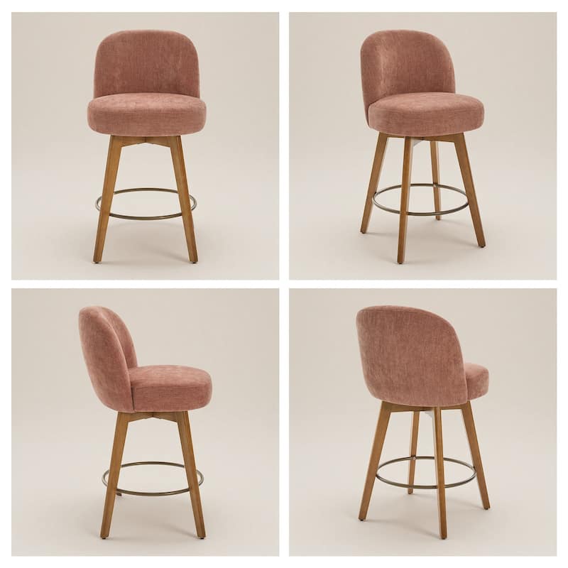 Fabric Upholstered Counter Height Swivel Bar Stools - 37.8"H x 19.7"W x 23.2"D