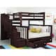 Taylor & Olive Trillium Twin over Full Stairway Bunk Bed, 2 Drawers - Dark Cherry