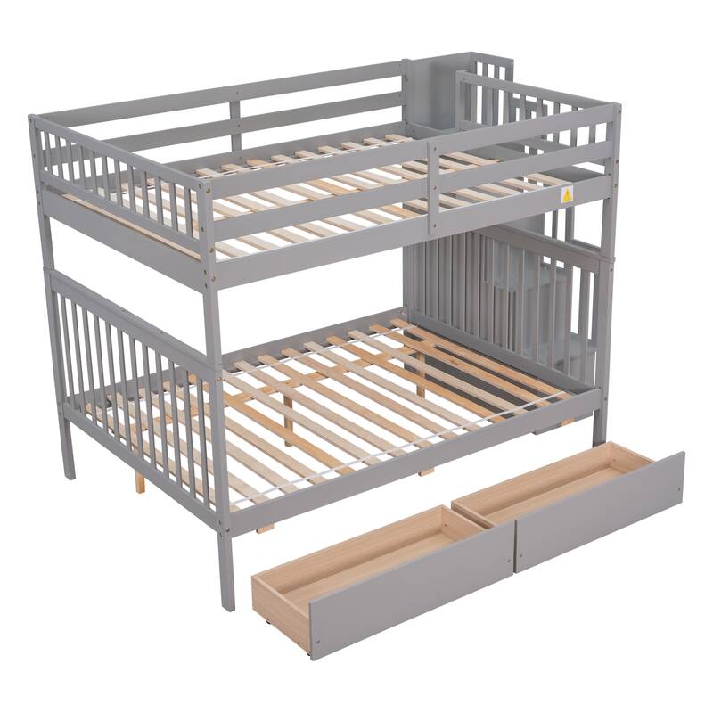 Bunk Bed with 2 Drawers and Staircases