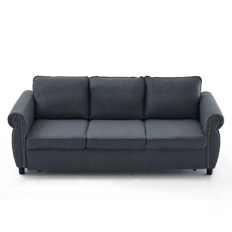 81.5" Convertible Sleeper Couch with Pull Out Bed,3 Seater Sofa Bed - Dark Gray+3 Seat
