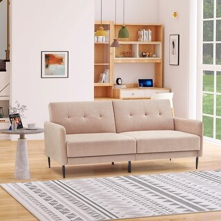 Modern Loveseats Linen Upholstered Convertible Folding Futon Sofa Bed ...