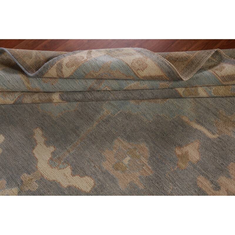 Hand Knotted Oriental 100% Wool Carpet Transitional All-Over Greys & Charcoal Oushak Area Rug - 11' 8'' X 8' 6''