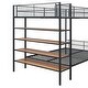 preview thumbnail 14 of 26, Twin Over Full Metal Bunk Bed with 5-Tier Shelves, Heavy Duty Bunk Bed Frame with Built-In Stairs & Mesh Guardrails