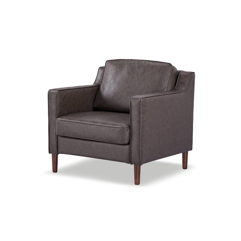 Artdeco Home - Sedona Modern Accent Chair, Faux Linen / Vegan Leather Armchair