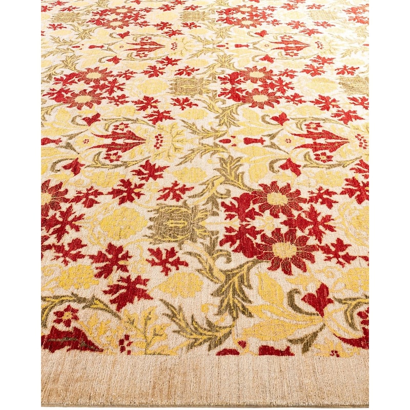 Arts & Crafts One-of-a-Kind Hand-Knotted Area Rug - Ivory, 8' 8" x 11' 10" - 8' 8" x 11' 10"