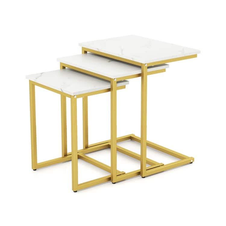 3 Pieces Multifunctional Coffee End Table Set - 20" x 14" x 22" (L x W x H) - White