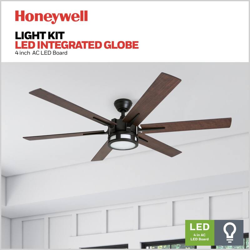 56" Honeywell Kaliza Expresso Bronze Modern LED Ceiling Fan with Light & Remote - 56-inch