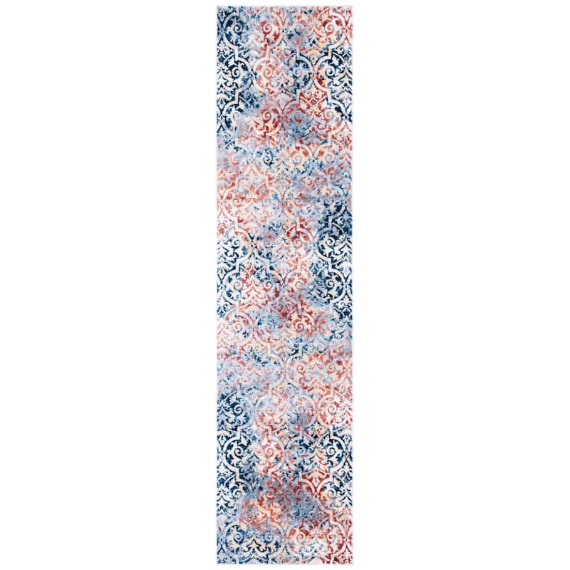 SAFAVIEH Lagoon Pusa Overdyed Distressed Rug - 2'2" x 9' Runner - Navy/Brown