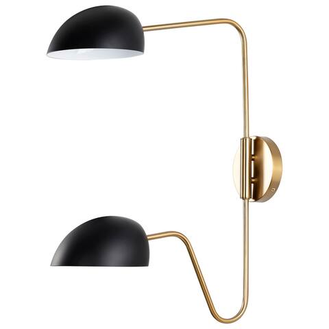Trilby 2 Light Wall Sconce Matte Black with Burnished Brass